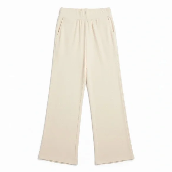 Cozy Earth Women's Rib Knit Bamboo Lounge Pull On Pajama Pant Small Ivory NEW